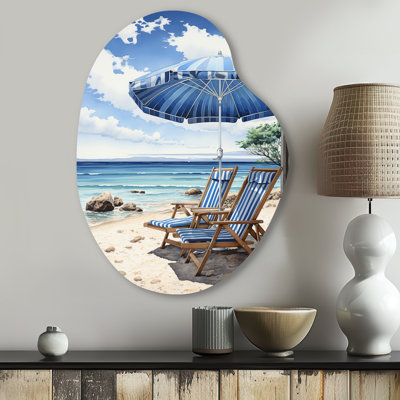 Beach Sandy Escape Pointillism I - Coastal Beach Pear Shape Metal Wall Sculpture