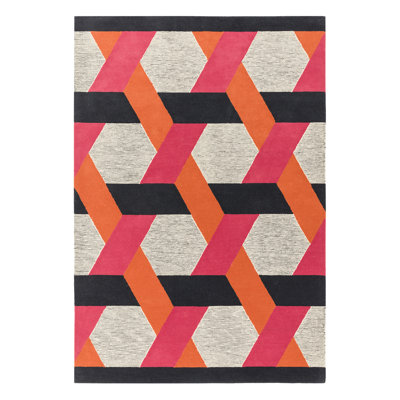 Deutsch Hand Woven Wool Orange/Grey Indoor Rug