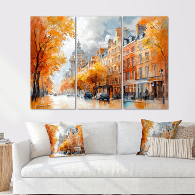 Irlande, paysage urbain de Dublin en automne - ensemble de salon d'art mural Irlande
