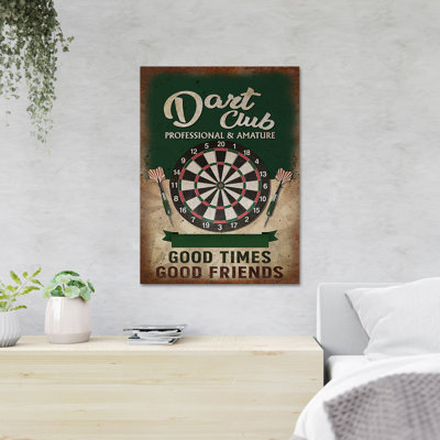 Dart Board - Good Times Good Friends - 1 Piece Rectangle Graphic Art Print On Wrapped Canvas
