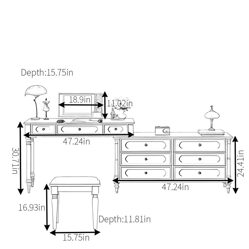 Classic Retro Practical Dresser