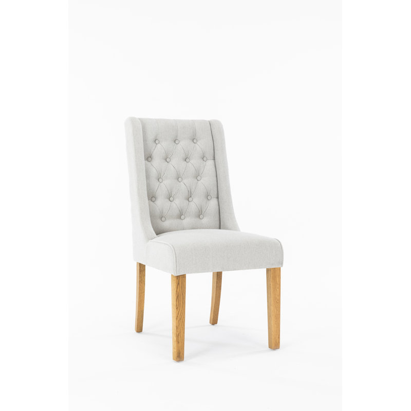 Mairead 35cm H Tufted Polyester Blend Upholstered Wing Back Side Chair, Light Grey