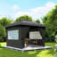 Gazebo extérieur de 3,35 m x 3,35 m, belvédère de terrasse à double toit avec rideaux et fenêtres de style église-136055846