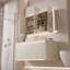 Meuble-lavabo mural en bois d'hévéa crème avec miroir intelligent-1990451110