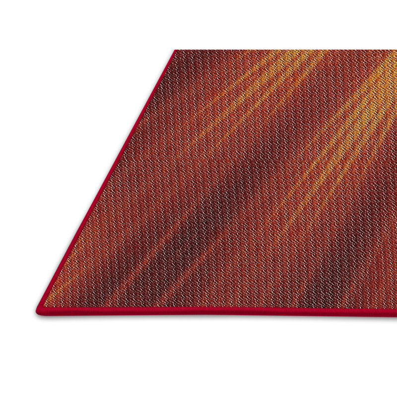Laine tissée à la machine aletha et polyester rouge/jaune Tapis décoratif, Rectangle 7 pi x 10 pi