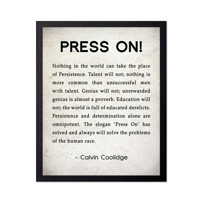 Calvin Coolidge Press on, Cadre noir, Affiche, H 18 po x l 24 po