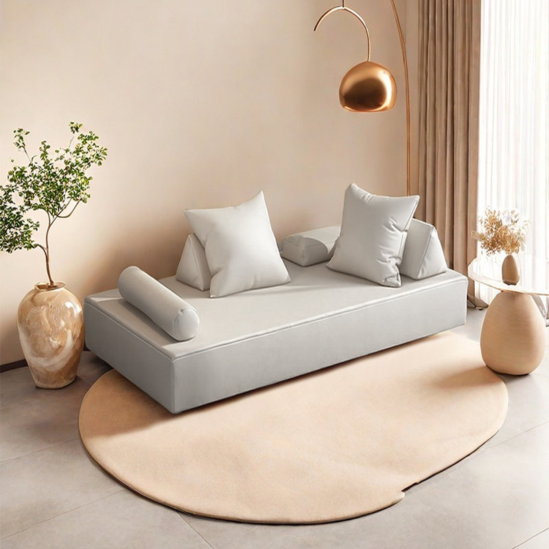 Chaise longue intérieure confortable, siège large, Accoudoir à droite (vu de face), Beige