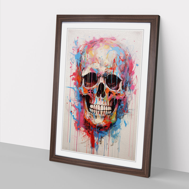 Skull - Single Picture Frame Print on Wood, 34cm H x 25cm W, Walnut Framed