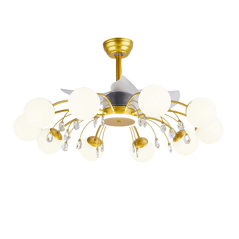 39.4" Bladeless Ceiling Fan with Remote and 10 lights, Gold