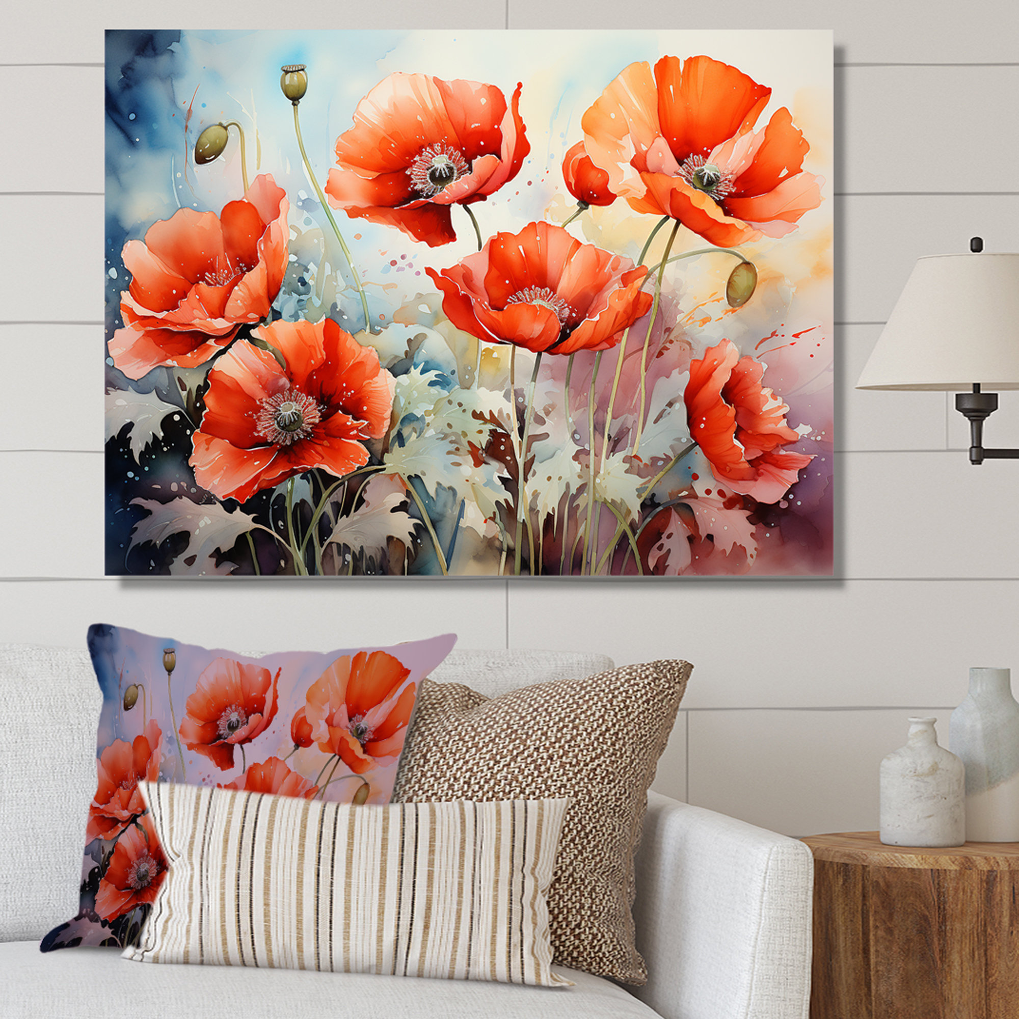 Red Barrel Studio® Red And Green Poppy Reverie II - Poppies Wall Art ...