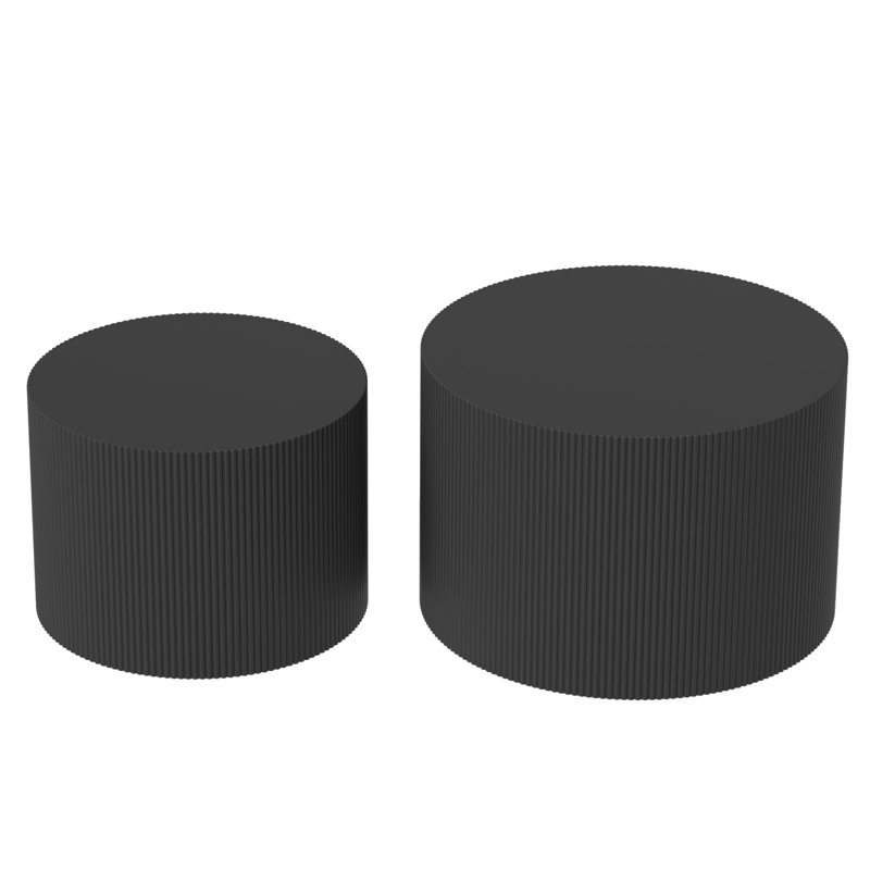 23.6" Round Nesting Coffee Table Set, Black