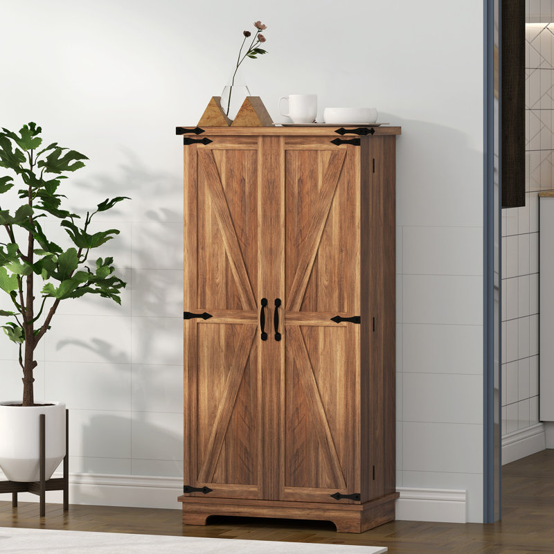 Armoire de cuisine avec tablettes réglables brun, Naturel