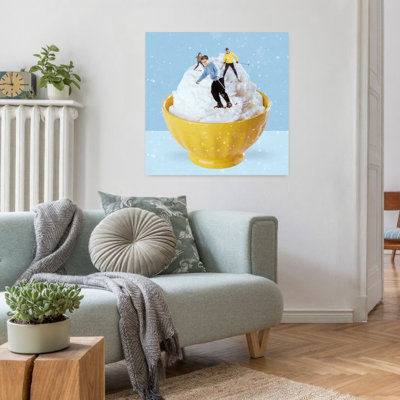 Art contemporain rétro, paysage abstrait hivernal
