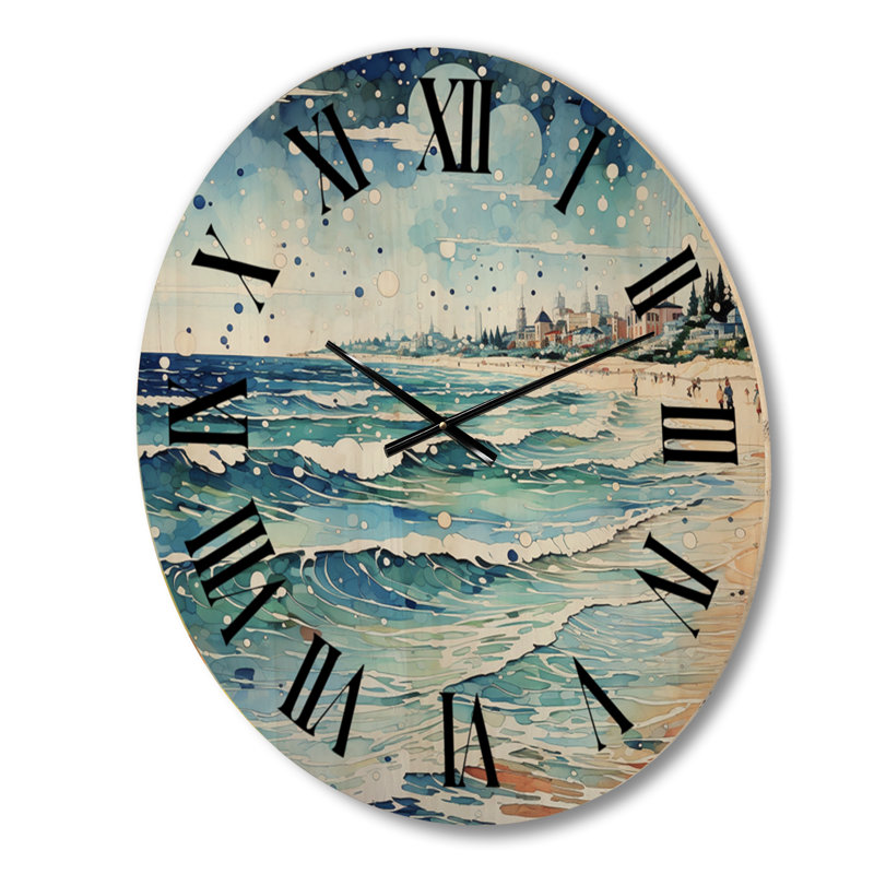 Photo de plage Sandy Serenade IV - Très grande horloge murale en bois, Moyenne