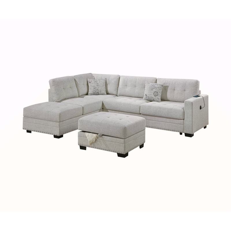 Ensemble de salon modulaire avec repose-pieds en L 3 pièces Living, Neutre