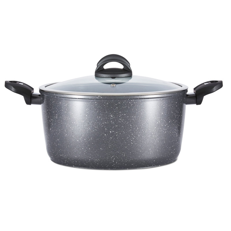 Tower T81286 Cerastone Forged Aluminium Casserole Pot with Ceramic Non-Stick Coating, Tempered Glass Lid, 28 cm, Graphite