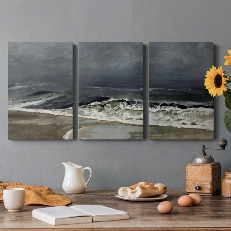 " Moody Sea I " 3 - Pieces, 60" H x 40" W x 1" D