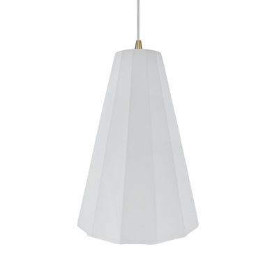 Radiance - luminaire suspendu 1 lumière cannelé - blanc brillant - laiton antique - l 9 po x H 13 po - ampoule remplaçable - cordon blanc
