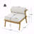 Set Of 2 Outdoor Patio Club Chair, Teak Finished Iron With Off White Cushion