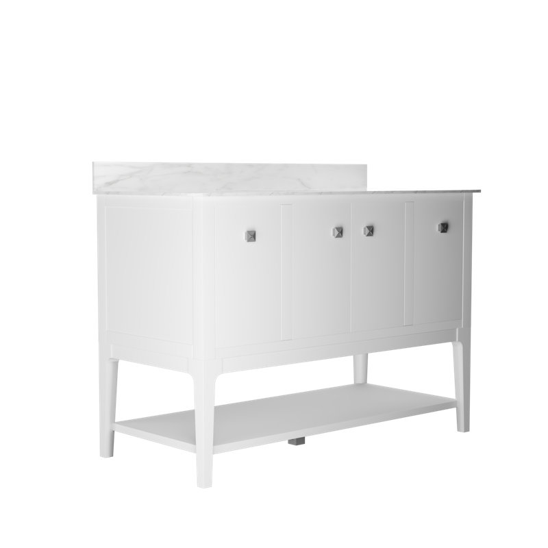  Vela 48" Fully Assembled Single Bathroom Vanity with Engineered Marble Top, Soft Closing and Splash Guard, White