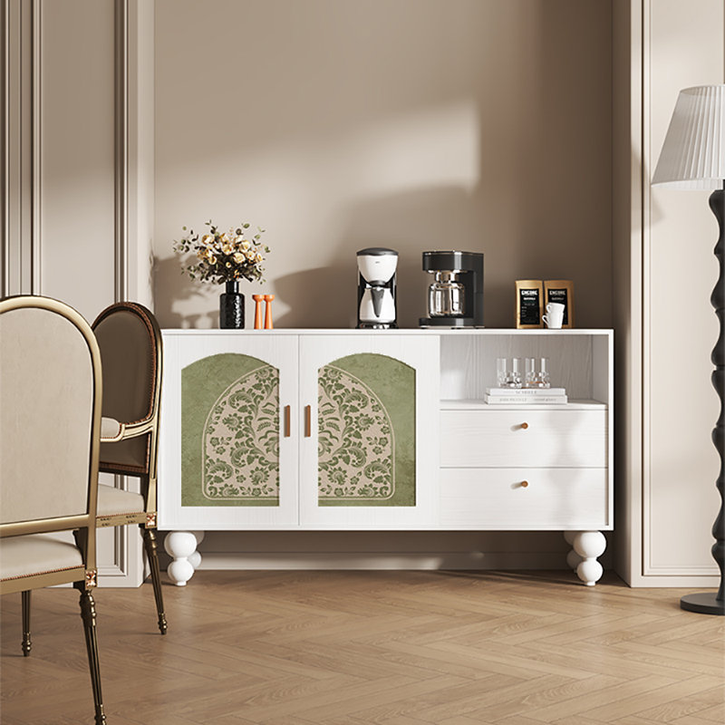 Buffet multifonctionnel de grande capacité 59,1 po, Blanc/vert