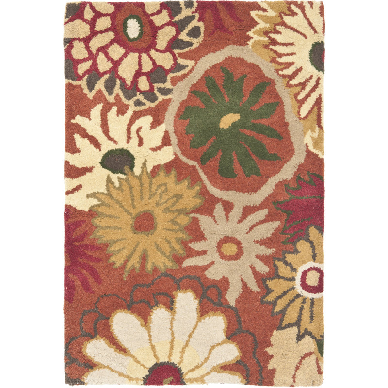 Arber Hand Tufted Wool Floral Rug, Rectangle 2' x 3'