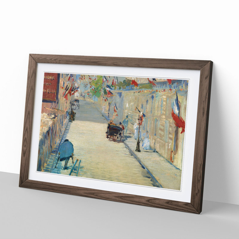 The Rue Mosnier with Flags by Edouard Manet - Framed Print, Walnut Framed, 27cm H x 36cm W x 2cm D