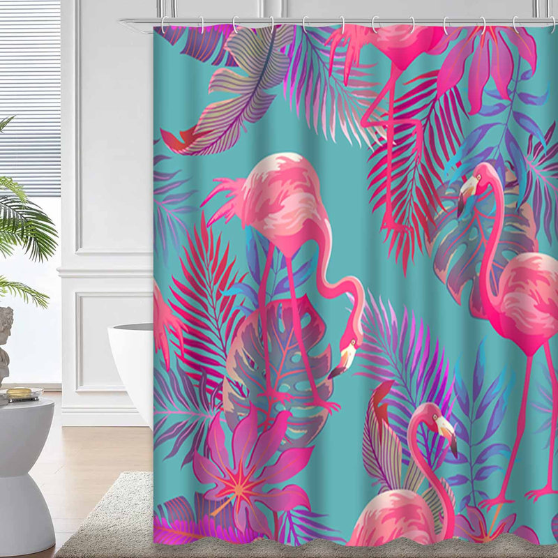Rideau de douche imperméable sans soudure Palm Flamingo Tropics, L 72 po x l 84 po