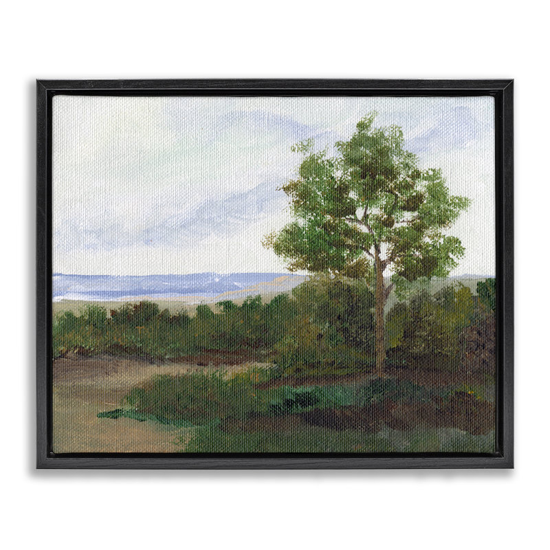  «Summer Evening Landscape», art mural encadré par Nikita Jariwala, H 25 po x l 31 po, Cadre flottant noir de jais