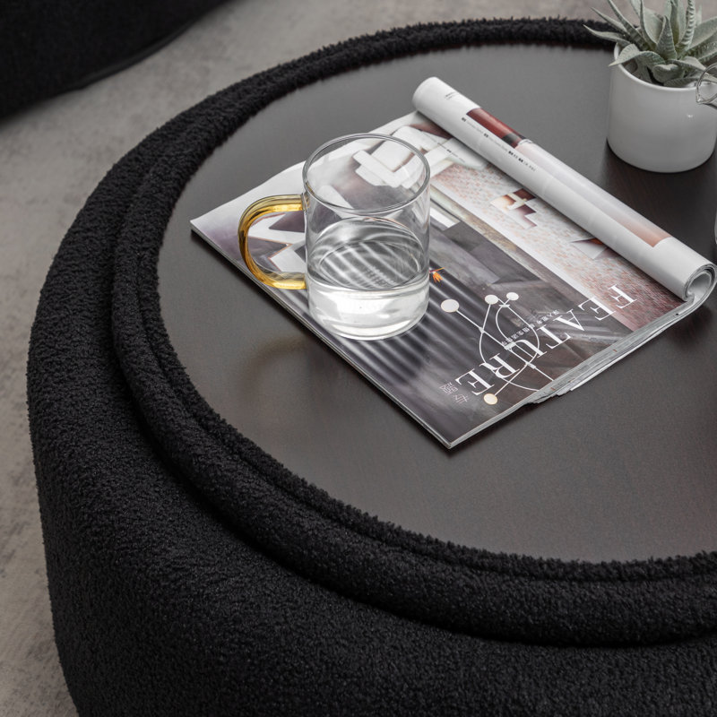 Repose-pieds rond avec rangement Savinien, Boucle noire performante