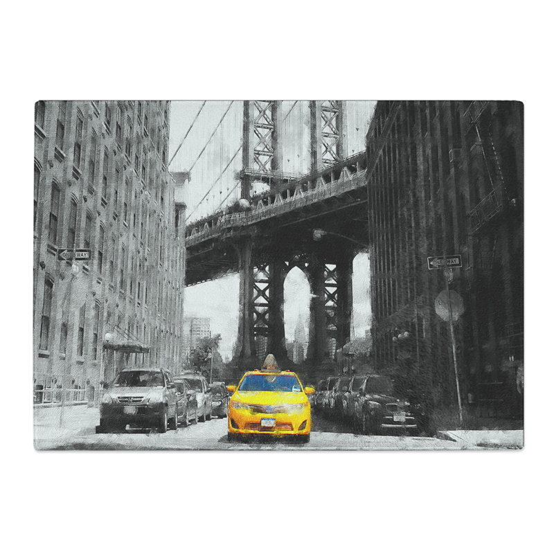 Yellow Taxi Cab Vol.1 Painting Chopping Board, 0.4cm H x 28.5cm W x 39cm L