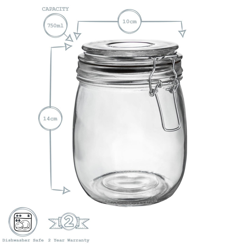 Glass Jar - Set of 6, 14cm H x 10cm W x 10cm D