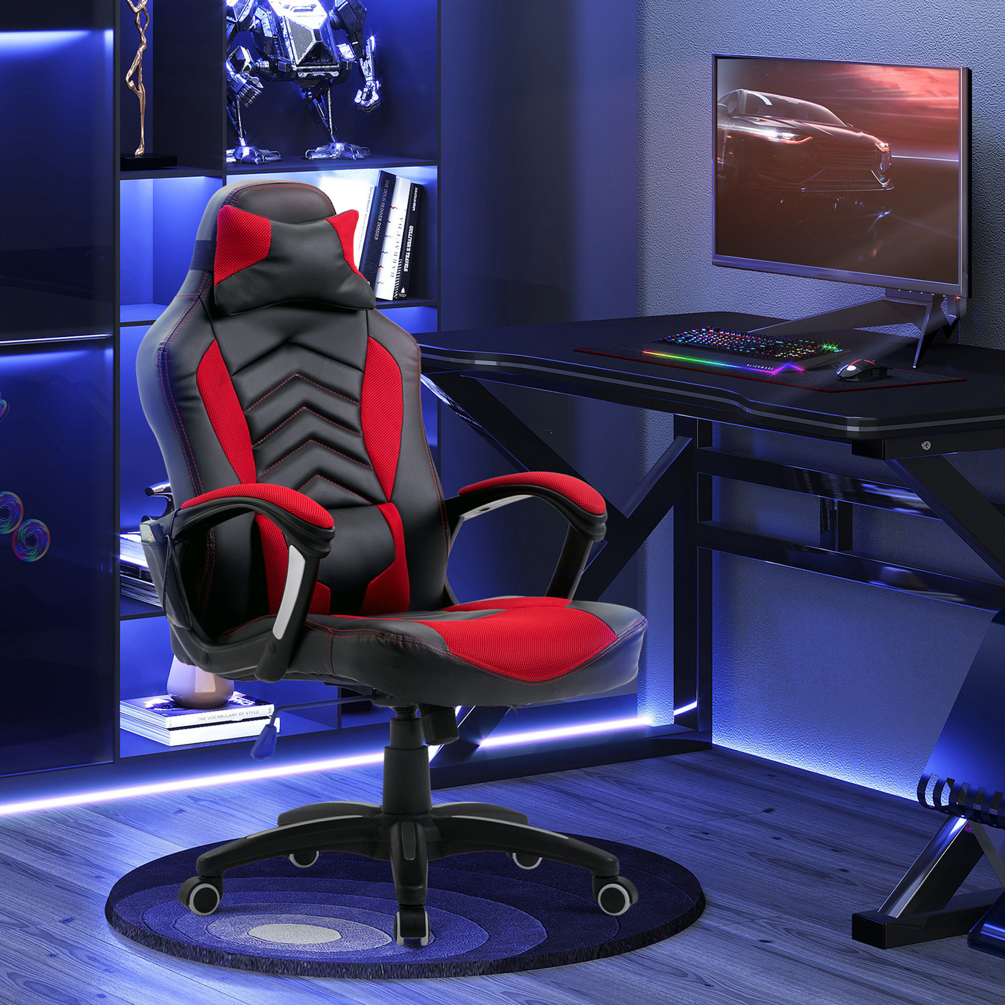 Inbox Zero HOMCOM Vibrating Point Massage Computer Gaming Chair