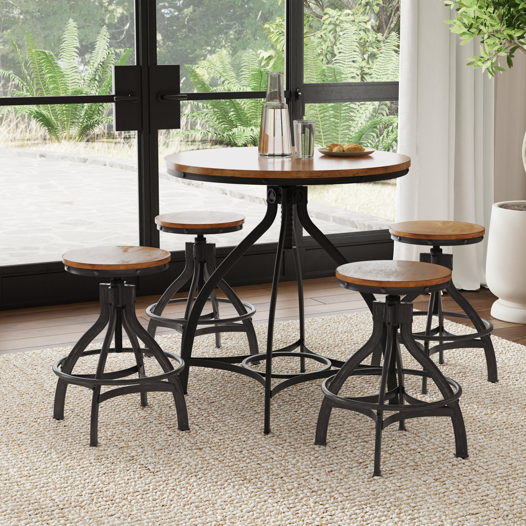 Kelanie 5-piece Adjustable Round Bar Stool Set Williston Forge 