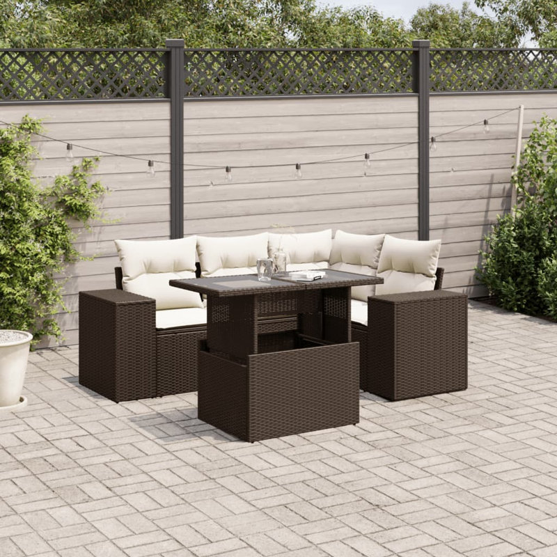Ensemble de canapé de jardin Vidaxl , Brun, Blanc