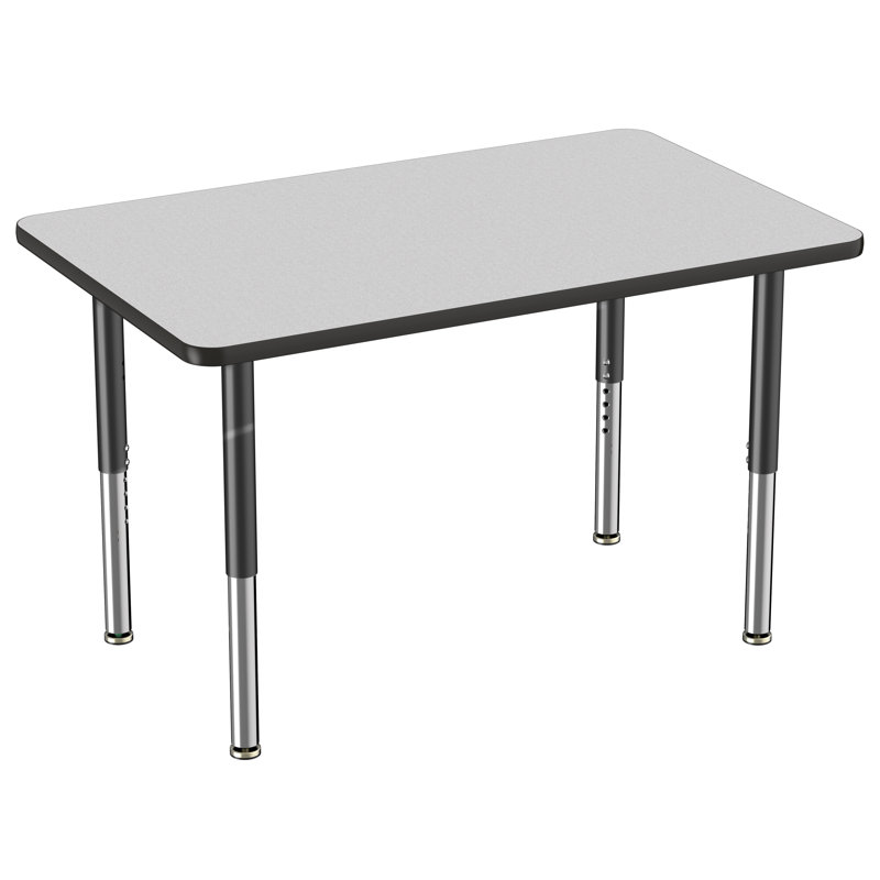 Table rectangulaire d'activité rectangulaire avec pieds réglables, 30" x 48", Gris/noir, Super