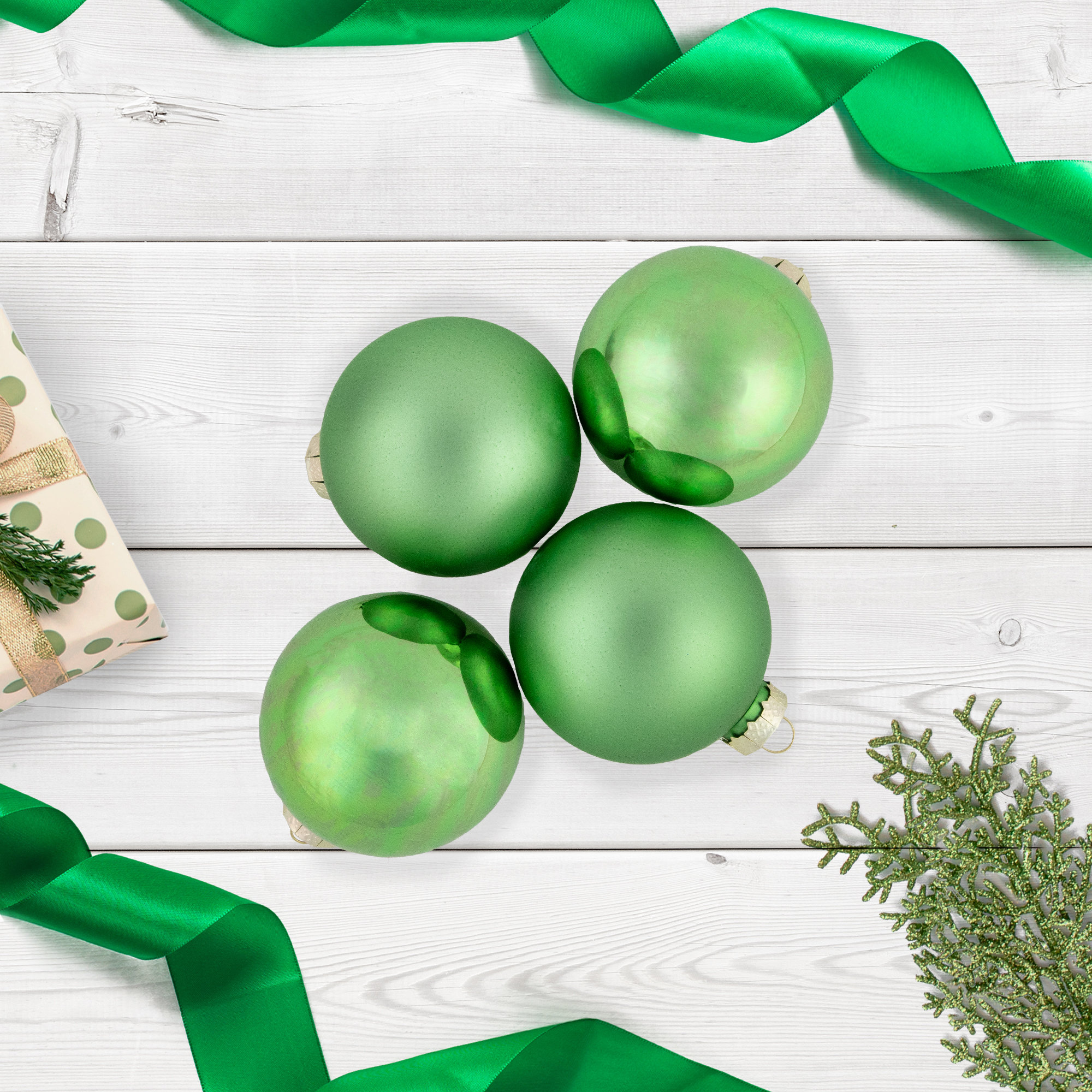 Glass Christmas Ball Ornament, Kiwi Green