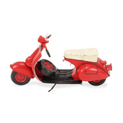 Katera 9" Red and Black Metal Hand Painted 1959 Red Scooter Model Motorcycle
