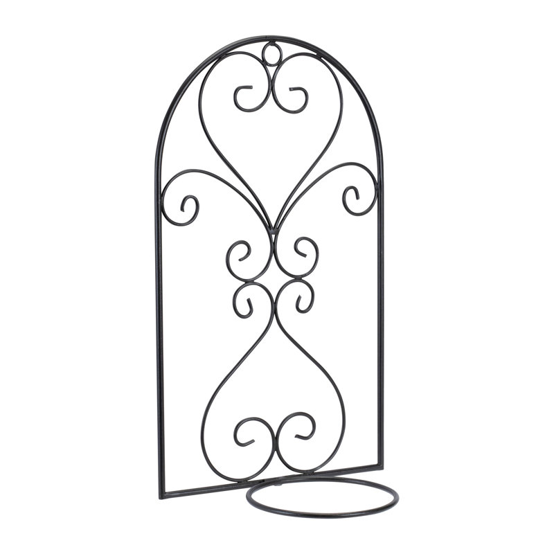Black Iron Arch Wall Trellis Pot Holder Set