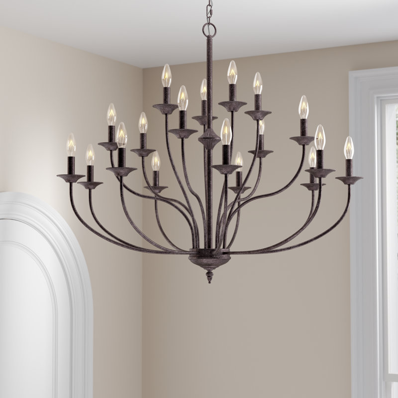 Aviona 18-Light 43.3"W Dimmable Traditional/Classic Candle Style Chandelier for Living Room or Dining Room, Rusty