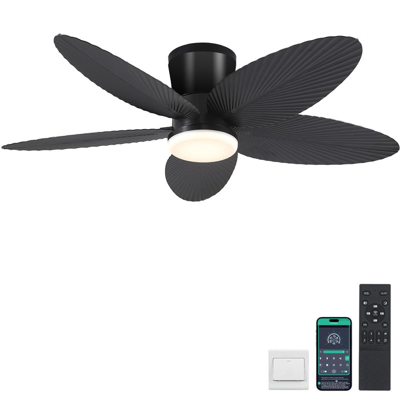 42 inch Tropical Ceiling Fan with Light and Remote/APP Control, Black