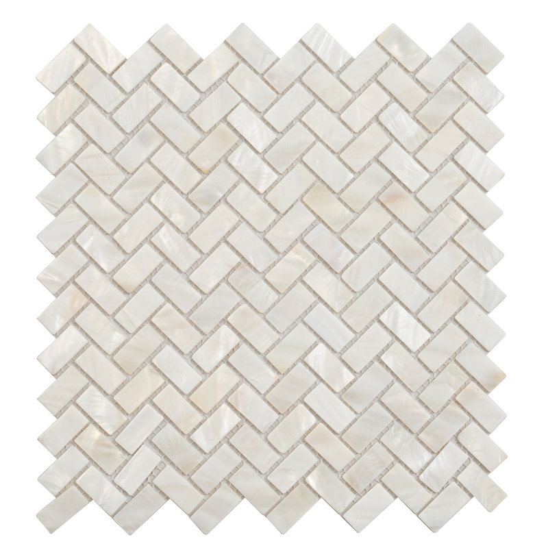 10.6" X 11.2" Herringbone Natural Shell Mosaic Tile