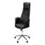 Chaise de bureau en métal chromé noir aspect cuir, hauteur réglable, ergonomique, pivotante, accoudoirs fonctionnels, contemporain moderne