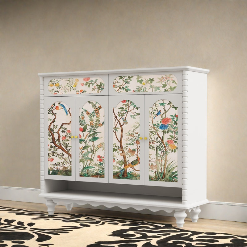 Armoire de rangement pour hall d'entrée en bois massif, Ivoire blanc