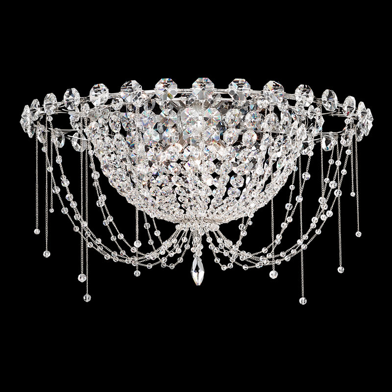 Chrysalita 5 Light 25.5in x 13.5in Flush Mount in Polished Stainless Steel with Clear Radiance Crystals