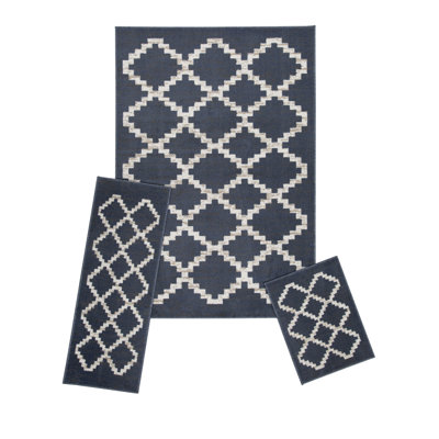 Tapis bleu tissé à la machine