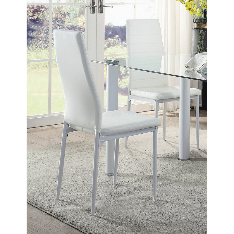 Ensemble de chaises de salle à manger de style moderne avec finition en métal blanc et 2 pièces