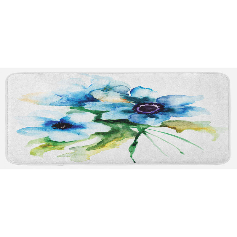 Tapis de cuisine à fleur aquarelle