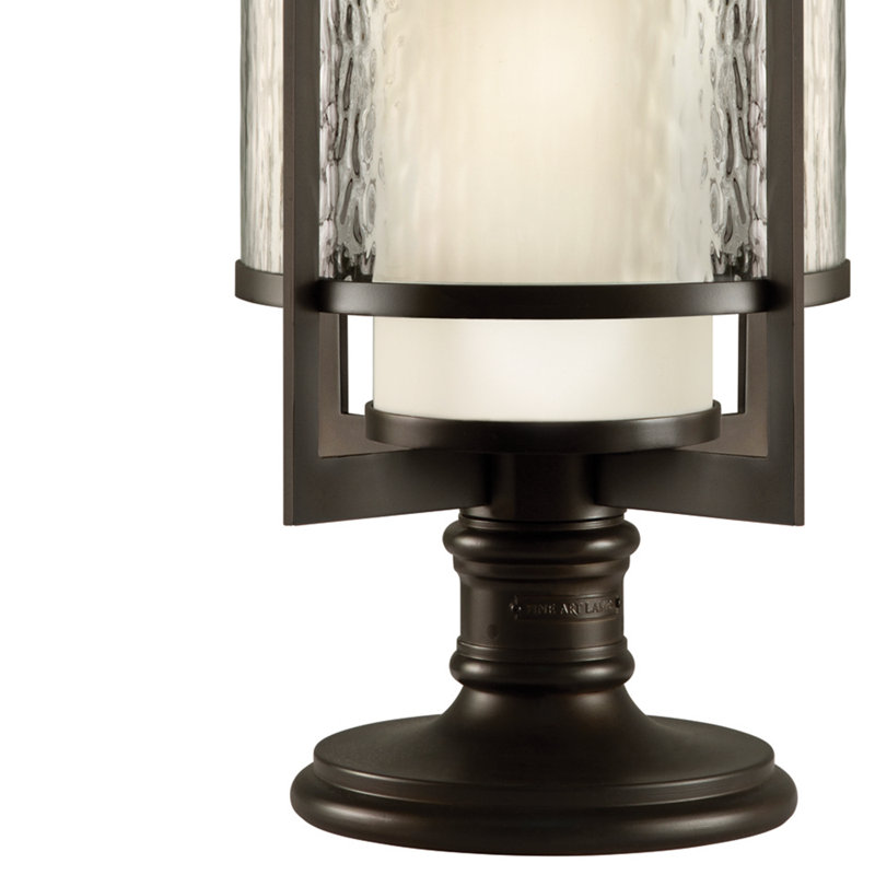 Singapore Moderne 24" Dark Bronze Adjustable Outdoor Pier Light with Off-White Glass