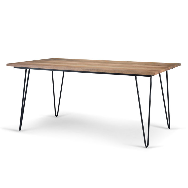 Table de salle à manger 66 "en bois massif naturel et noir et fer